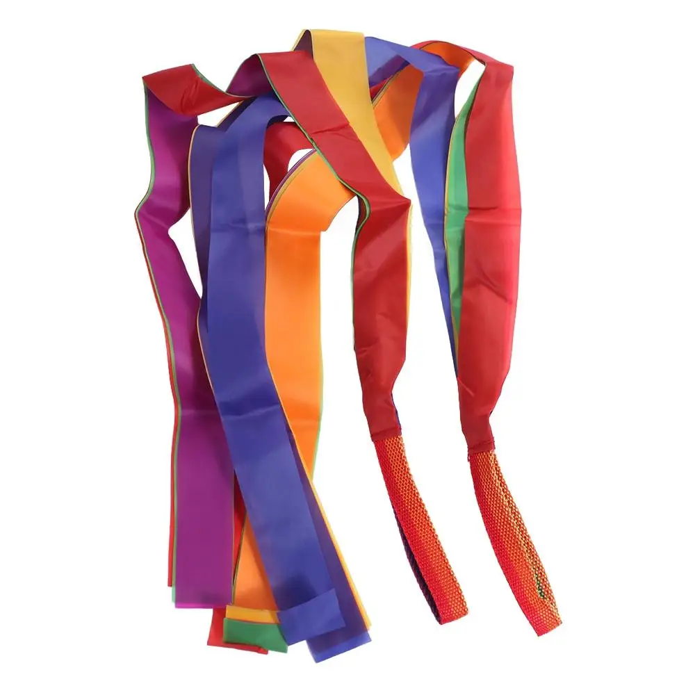 Kids Rhythmic Gymnastic Ribbons Art Gymnastic Hand Held Dance Rainbow Ribbons Exercises Sensory Rainbow Streamer Children