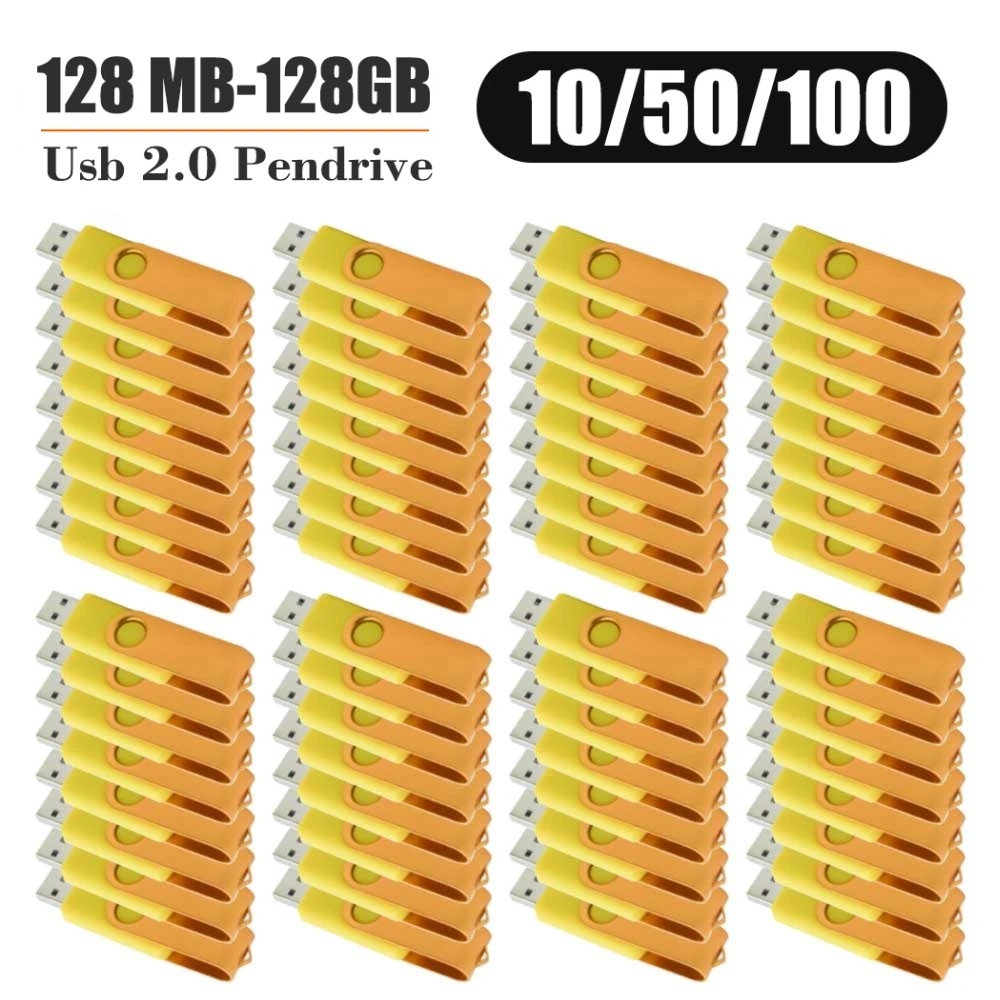 10/50/100PCS USB Flash Drive 1GB 2GB 4GB Metal Clip Memory Stick 64GB Free Custom Logo Pendrive 32GB Creative Gift Usb Stick 16G