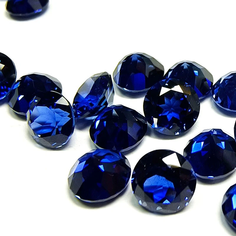 L-Lab Grown Sapphire Royal Blue Color Round Shape Charm Bead for Diy Jewelry Making Pendant Materials Selectable Certificate