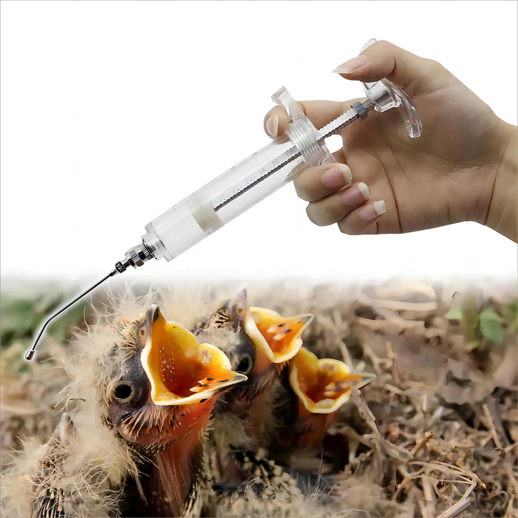 1Pc Bird Feeder Parrot Feeding Syringe With 6 Curved Tubes Nestling Manual Feeding Syringe Pigeon Parakeet Pet Bird Feeding Tool