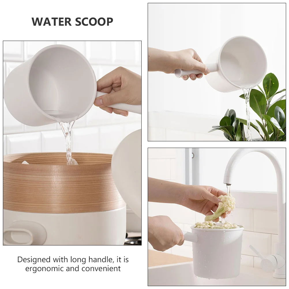 

1Pcs Kitchen Water Ladle Thick Handle Large Capacity Ergonomic Design White Water Scoop Bath Spoon Bath Spoon