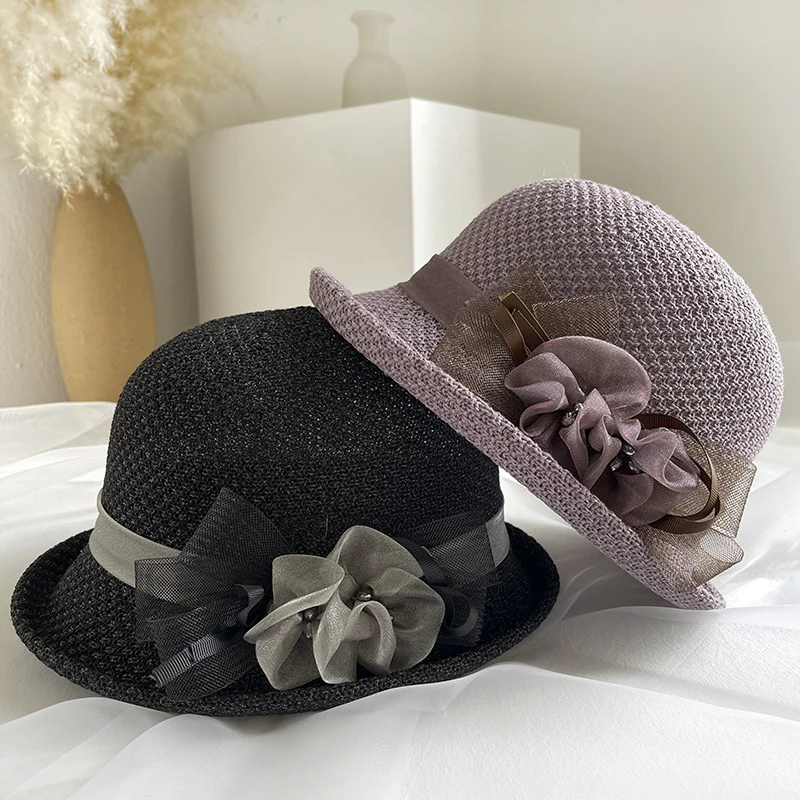 Elegant Women\'s Fashion Beret French Painter Hat Retro Warm Party Hat Japanese Fisherman Hat British Feather Flower Hat Pot Hats