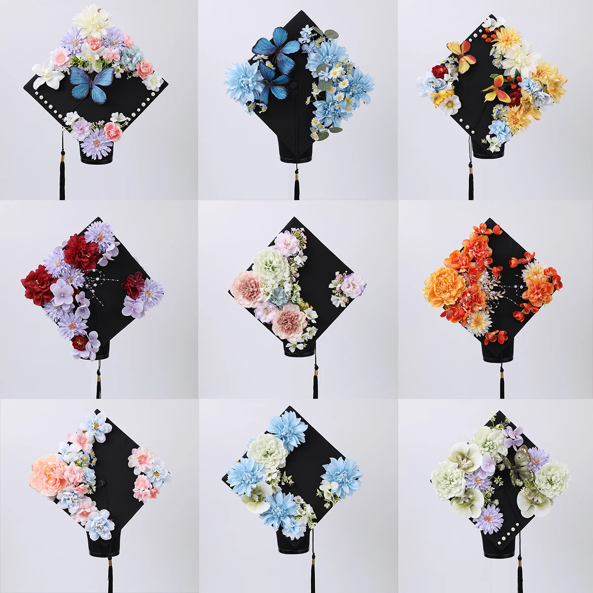 

Цветы ручной работы, бабочка, докторская мастерская, выпускная шляпа, подвеска с кисточкой, шляпа бакалавра, украшение для вечеринки, квадратный цилиндр