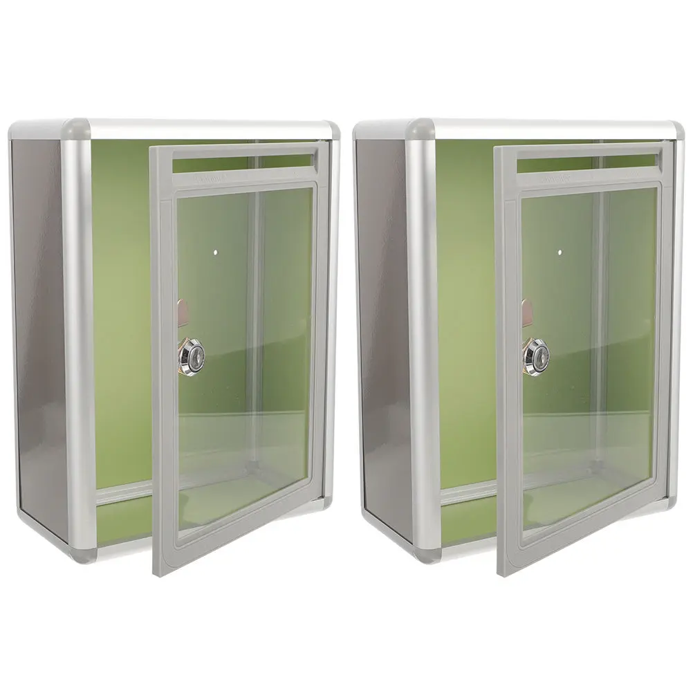 2Pcs Transparent Wall Mounted Mailbox Heavy Duty Metal Suggestion Box with Security Lock for Office Home School Public Places
