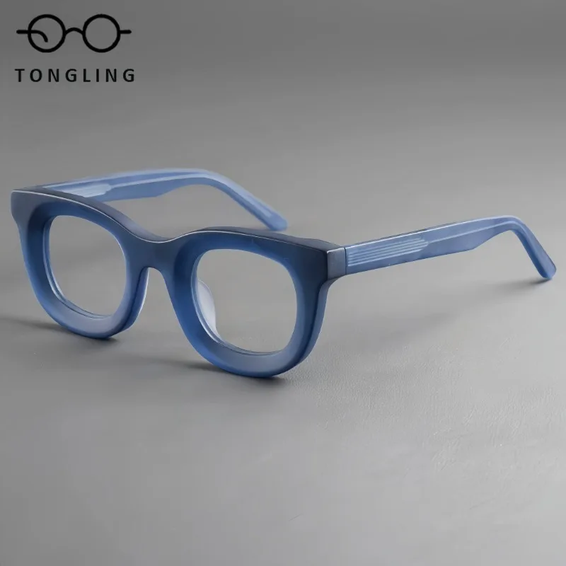 

Новые модные солнцезащитные очки из ацетата 2026 года для мужчин и женщин — крупная оправа, ретро-стиль, толстая массивная матовая черная оправа