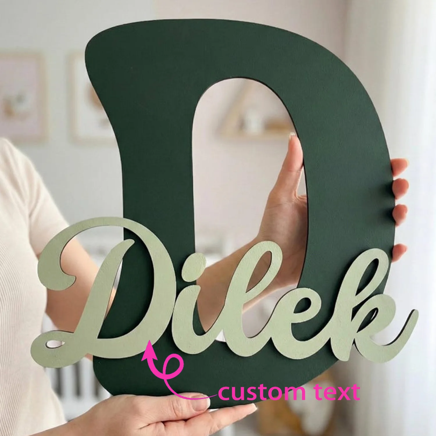 1pc Customized Double-layer Wooden Surname Brand, Wall Decoration, Baby Room Decoration, Multi Scene Decoration Gift