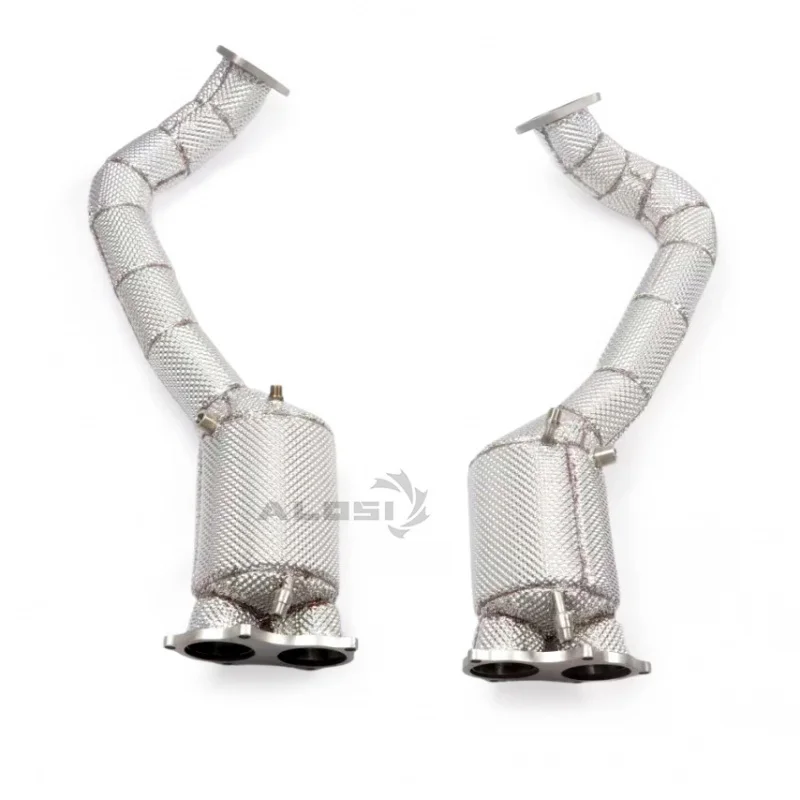 Professional manufacturing SS Exhaust Downpipe System with Heat Shield, Customization, Fit for Porsche 718 GTS 4.0 2018-2023
