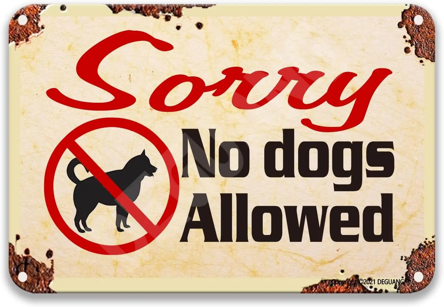 Warning Sorry No Dogs Allowed Tin Sign Vintage Vintage Coffee Decor Kitchen Wall Decor Farmhouse Pub Sign 8X12 Metal Sign sign
