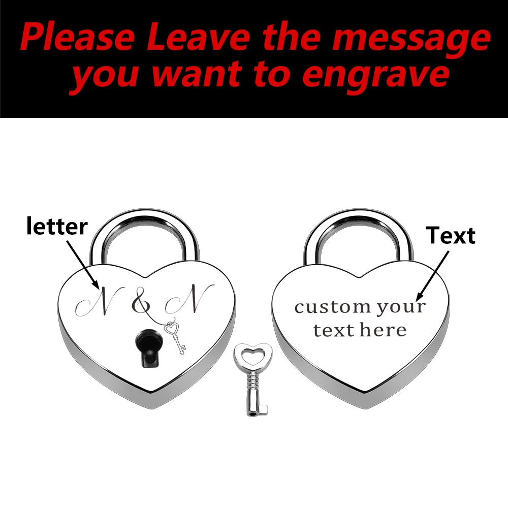 Customized Couple Padlock Valentine's Day Gift Personalized Text Love Lock for Boyfriend Girlfriend Travel Heart Lock for Him