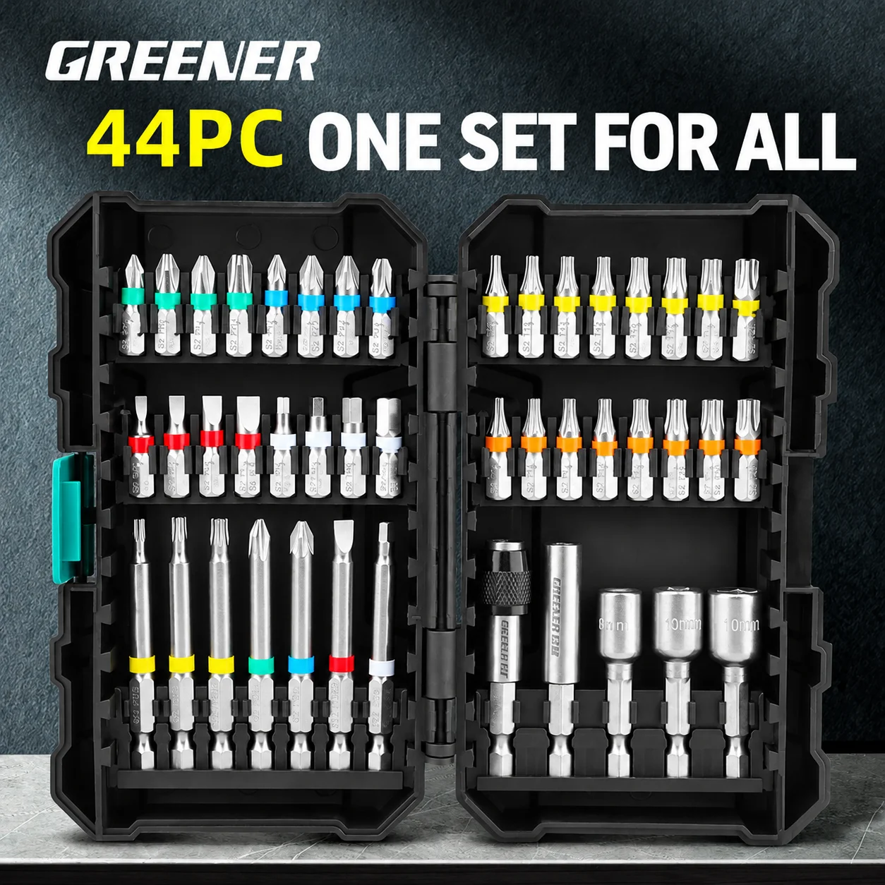 44PCS Color Coded Magnetic Screwdriver Bit Set Phillips Hex Nut Driver Socket Bits for Power Drill Impact Driver