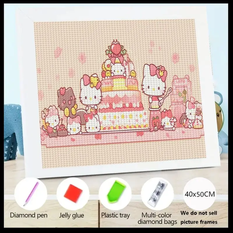 

1 шт. Sanrio Hello Kitty Celebration Diamond Painting Kit, 5D Full Drill DIY Crystal Rhinestone Art с большим тотом на день рождения и подругой
