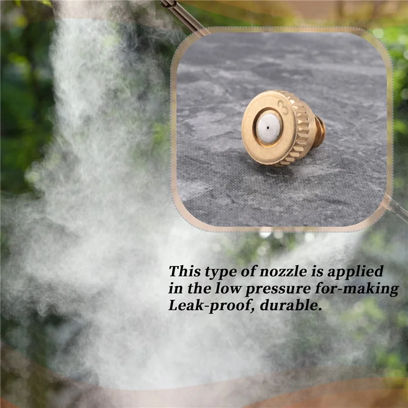 AB33-20Pcs Brass Misting Nozzles For Cooling System 0.012 Inch(0.3 Mm) Water Spray Nozzle Sprinklers Misting Cooling