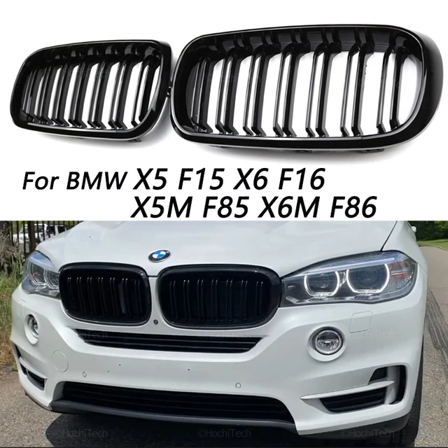 1 para błyszczących/matowych czarnych przednich zderzaków z podwójnymi 2 listwami do BMW F15 F16 X5 X6 F85 F86 X5M X6M 2014-2017
