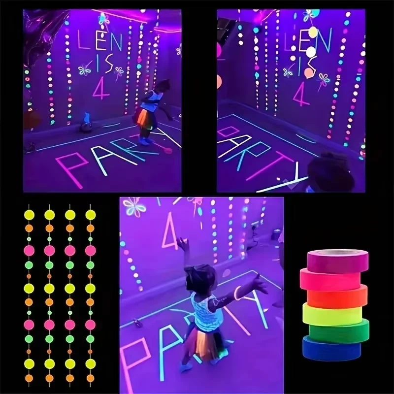 Reacting Tape Black Light Fluorescent Tape Self-Adhesive Night Glow Neon Light Home Decoration Accessories