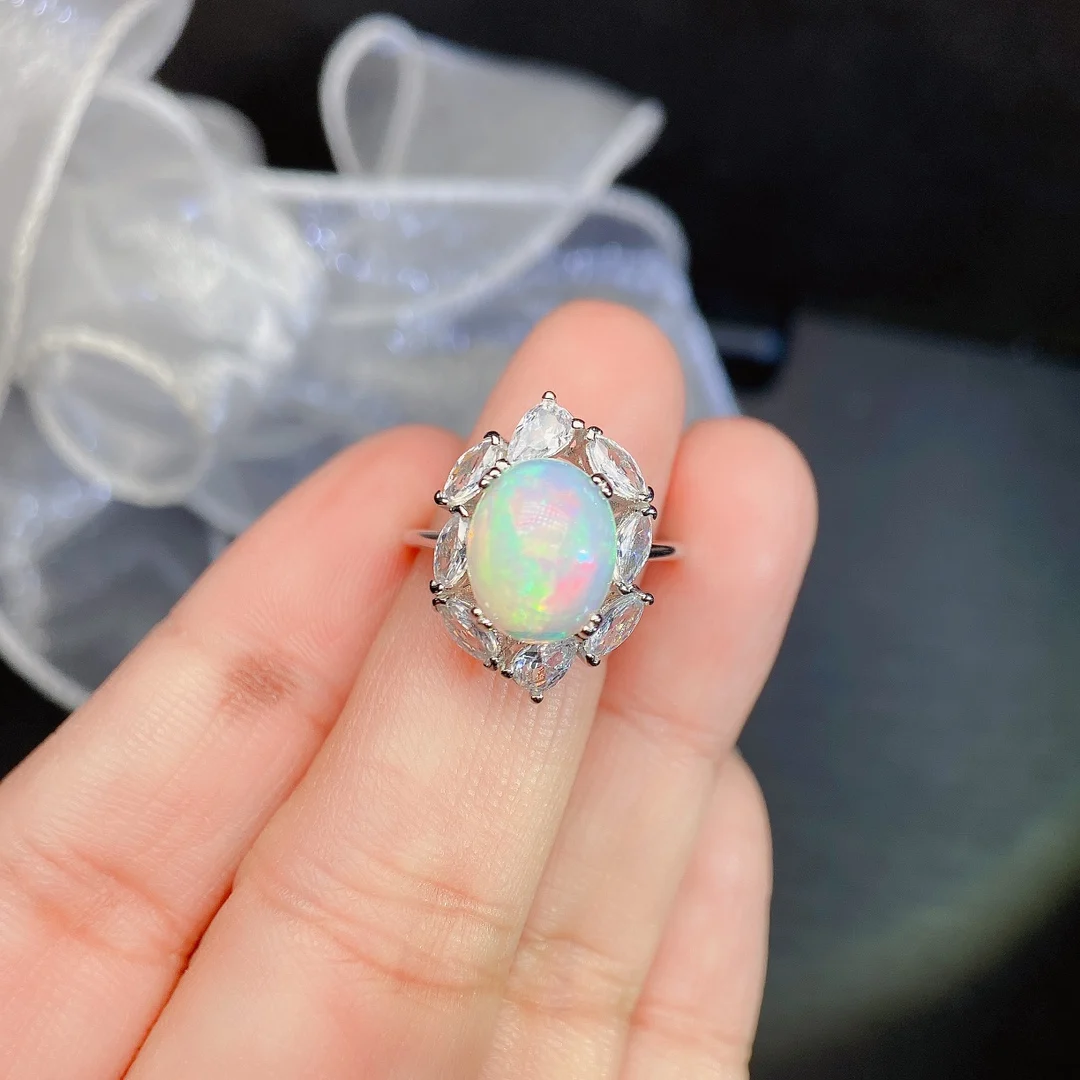 

YULEM High Jewelry Light Luxury Niche Design High Sense Exquisite Retro Sterling Silver Jewelry Opal Opening Opal Ring Women