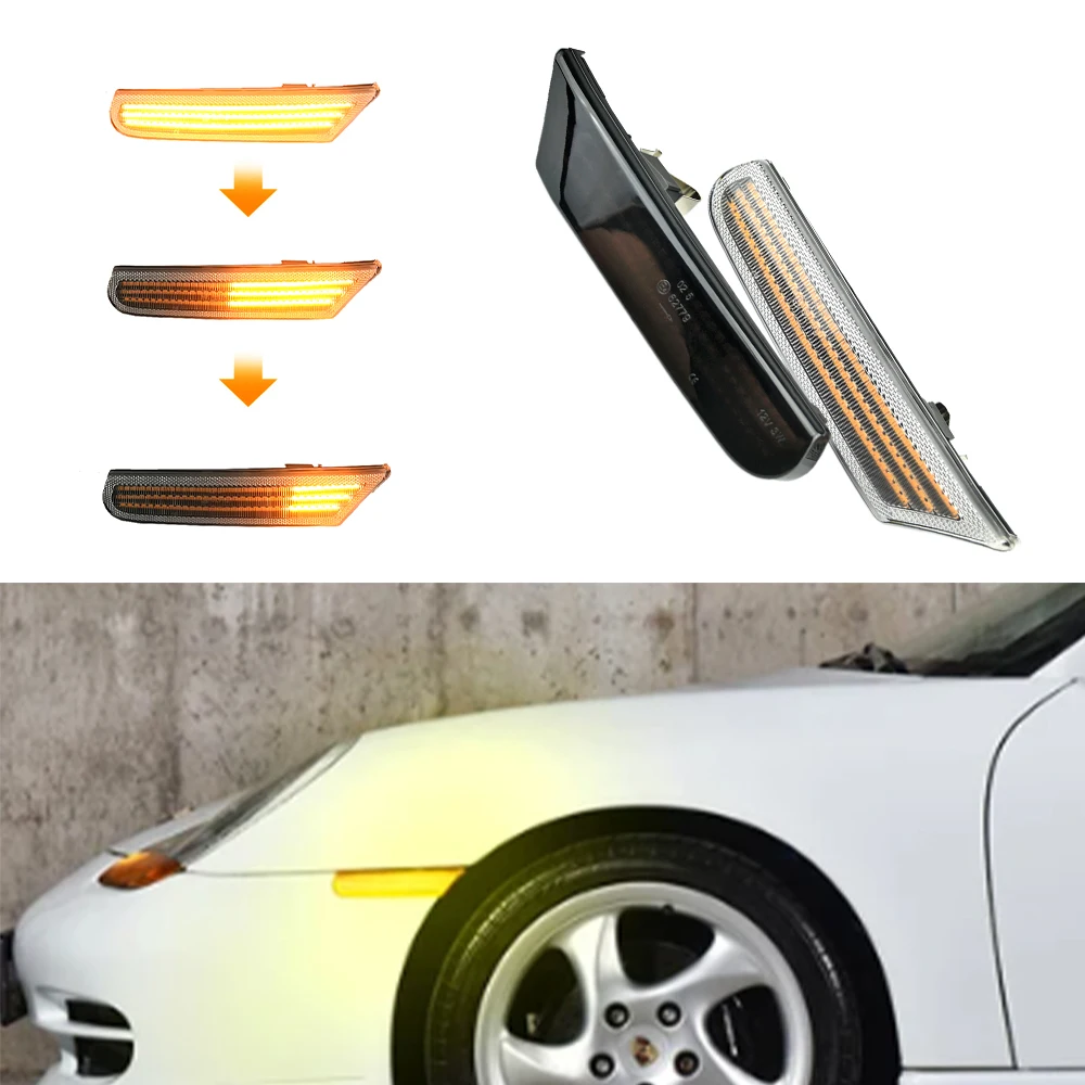 

Side Marker Sequential Turn Signal Blinker Light 1996-2004 2Pcs Dynamic LED Car For Porsche 996（911） Turbo 4/4S