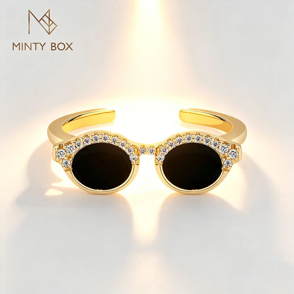 

MINTYBOX Sunglasses Open Moissanite Ring Women's Design Mini Glasses Adjustable Finger Ring Sweet Cool Light Luxury Rings