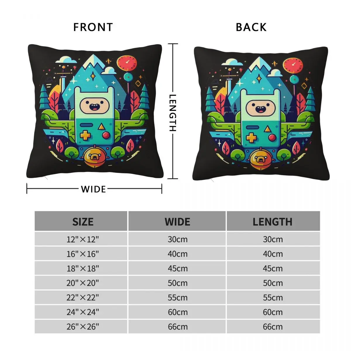 Finn The Human Jack The Dog Bmo Pillowcase Polyester Linen Velvet Pattern Zip Decorative Pillow Case Home Cushion Case