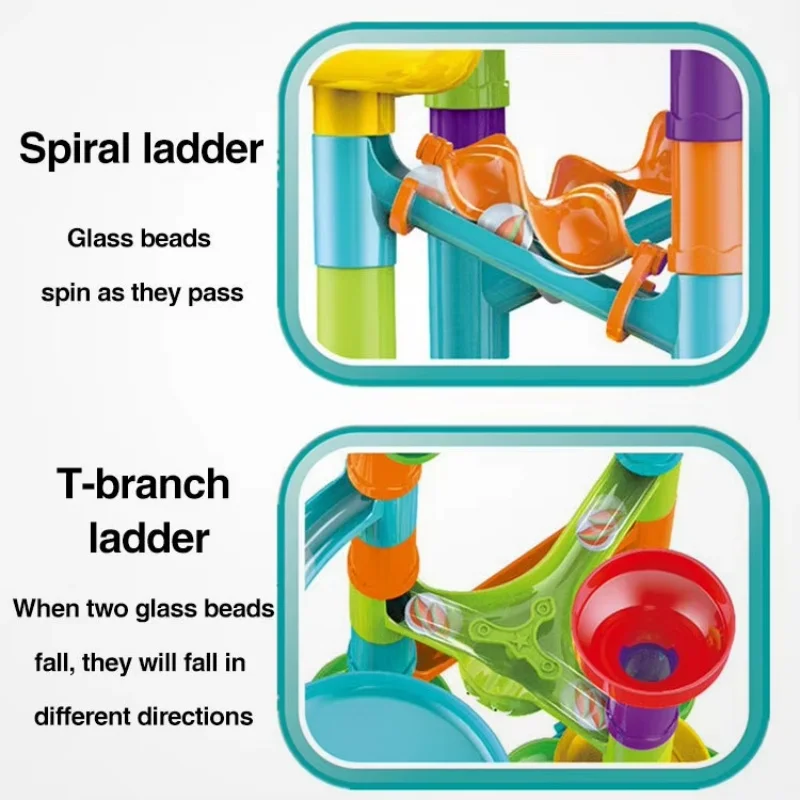 Marbles Run Catapult Track Building Blocks สไลด์ลูกปัดของเล่นเพื่อการศึกษาเด็กของขวัญ Race Balls ของเล่น Marble Track Race ชุด