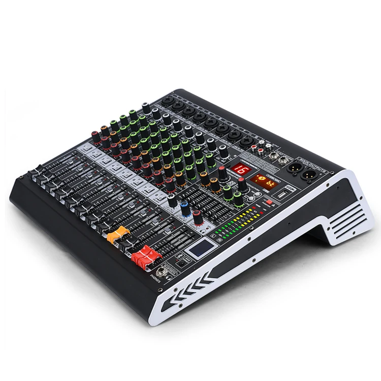 

MC8 Video Equipments Music DJ Controller Live Sound Card Black Sound System Big Power 8 Channel USB Digital Audio Mixer Console