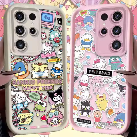 Hello Kitty Kawaii Pink Case For Samsung Galaxy S24 S25 S23 Ultra S22 S21 Plus FE A36 A56 A26 A16 A06 A15 A25 A35 A55 5G Cover
