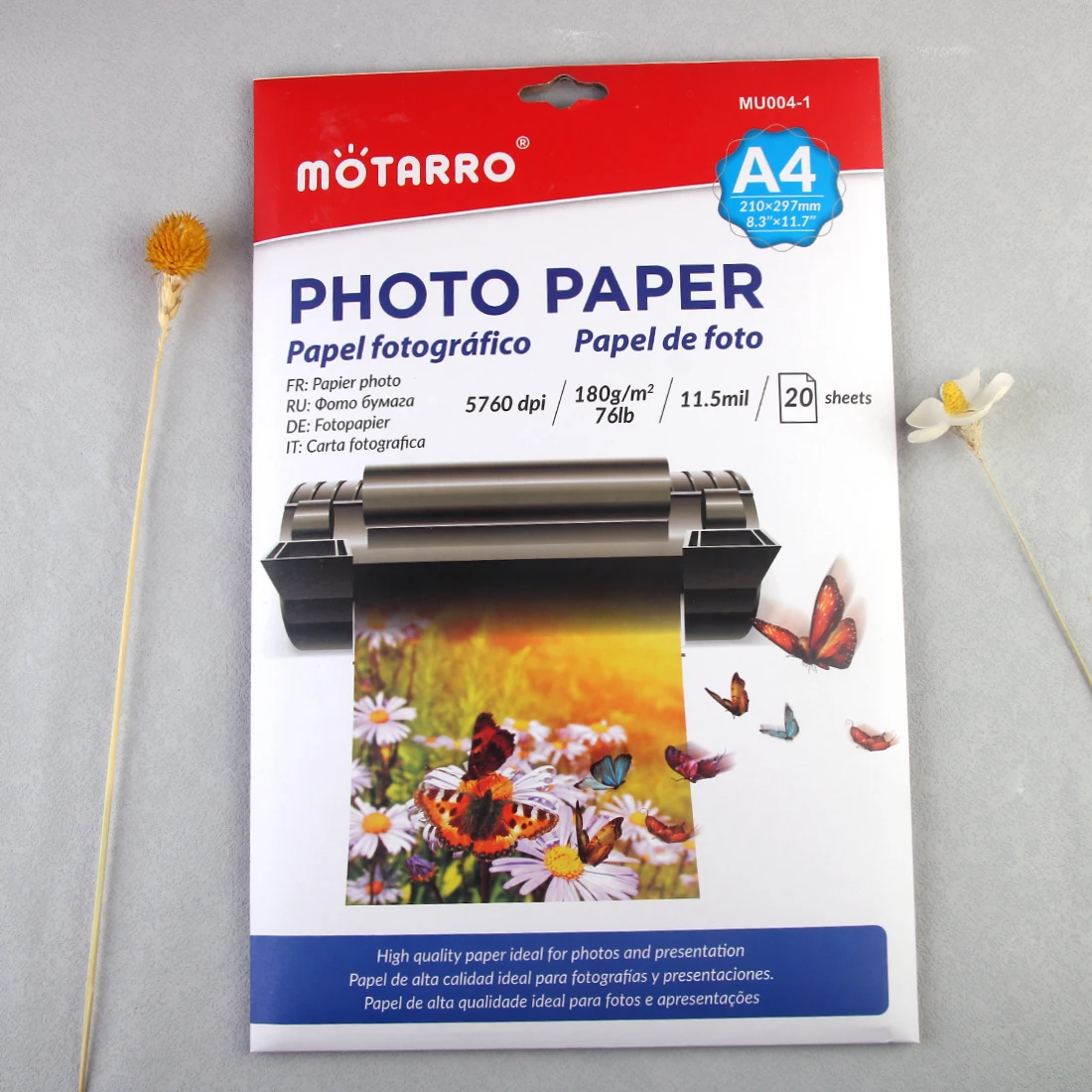 MOTARRO-papel fotográfico de alta densidad de Color para impresora de inyección de tinta, 20 hojas, 8,3x11,7 pulgadas