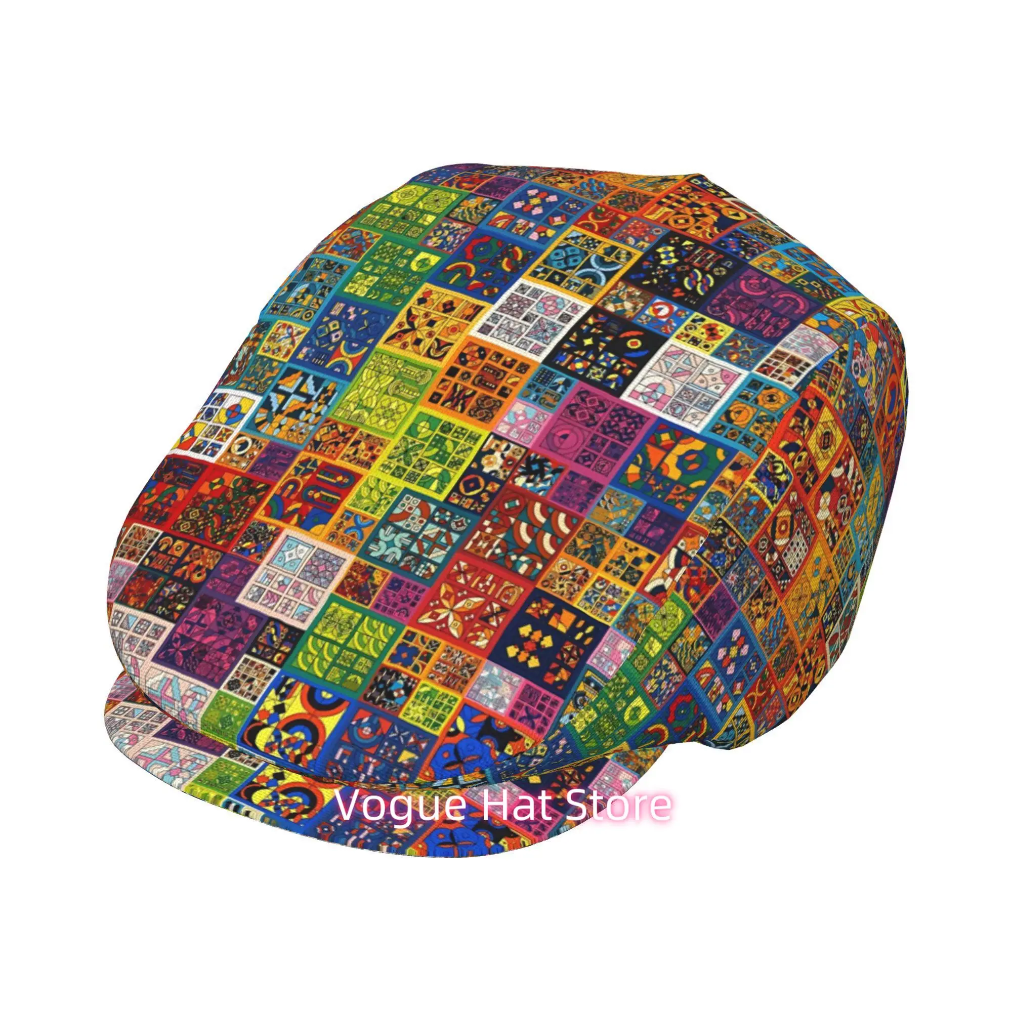 1pc for all-Over Printed Beret Puzzle Tile, Retro Newsboy Cap, Unisex, a Must-Have Fashion Accessory for Outdoor Leisure And For