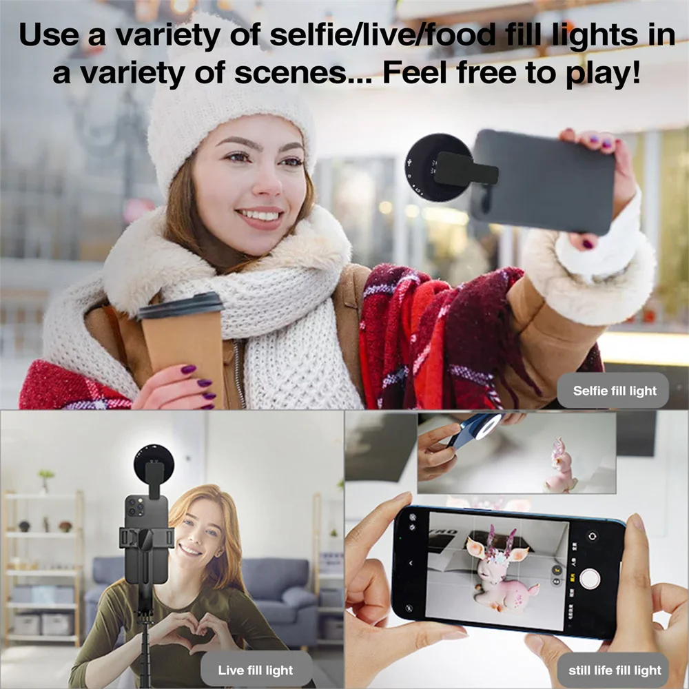 Luce magnetica per selfie con clip per smartphone Luce di riempimento ad anello a LED per Magsafe Iphone 12 13 14 Serie Luce per telefono Android