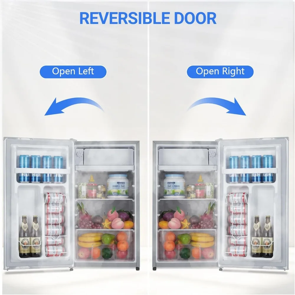 ثلاجة مدمجة مع فريزر، ثلاجة صغيرة مفردة 3.2 قدم مكعب، تحكم في الحرارة قابل للتعديل، أبواب قابلة للعكس، فري صغير