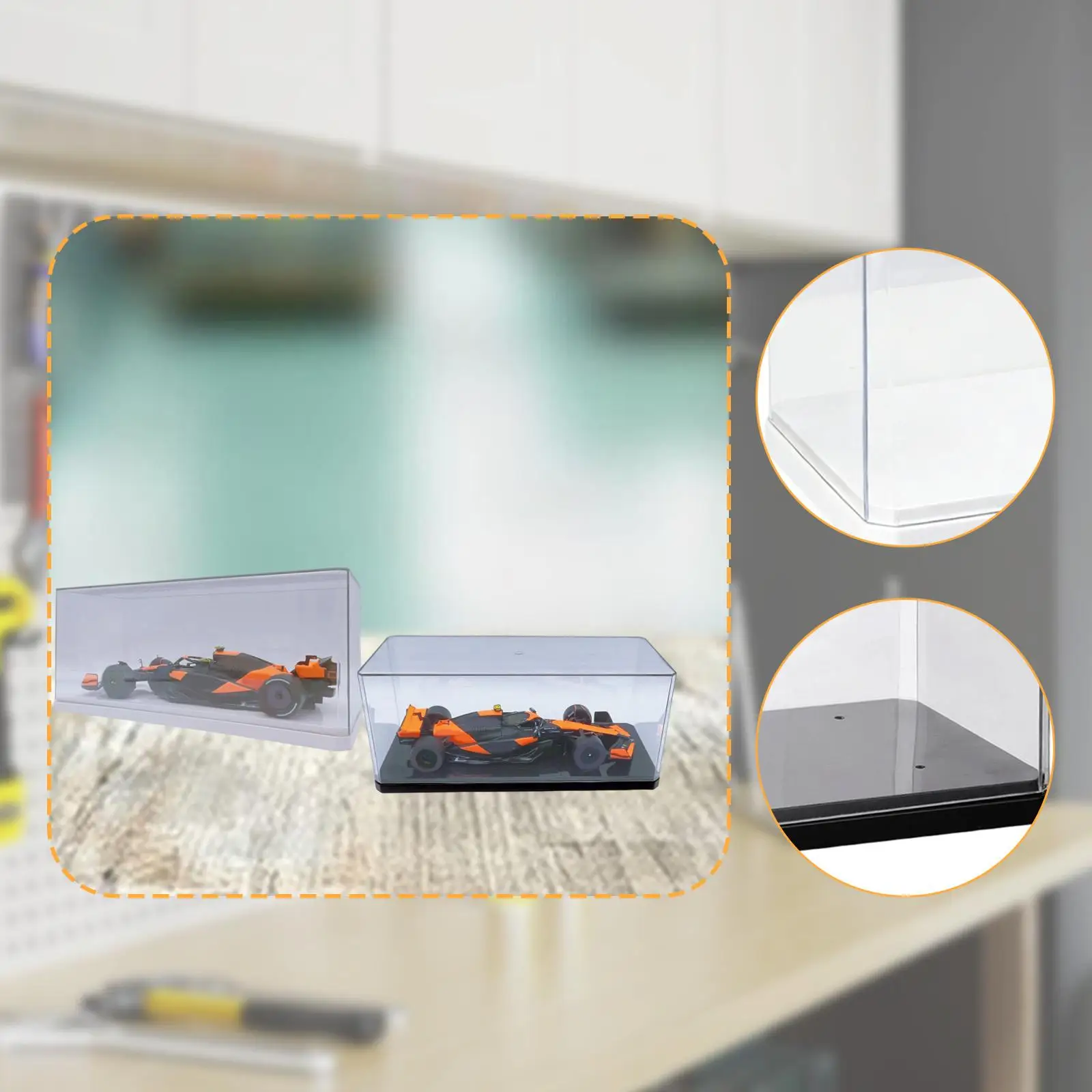 

1:24 Scale Acrylic Display Case,Countertop Box Transparent Decorative Protection Storage for Model Collectible Arts