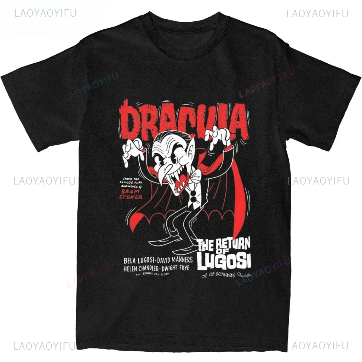 

Dracula T-Shirt Bram Stoker Bela Lugosi Vintage Graphic Print Unisex Oversized Horror Movie Tee Vampire Horror Fans Clothing