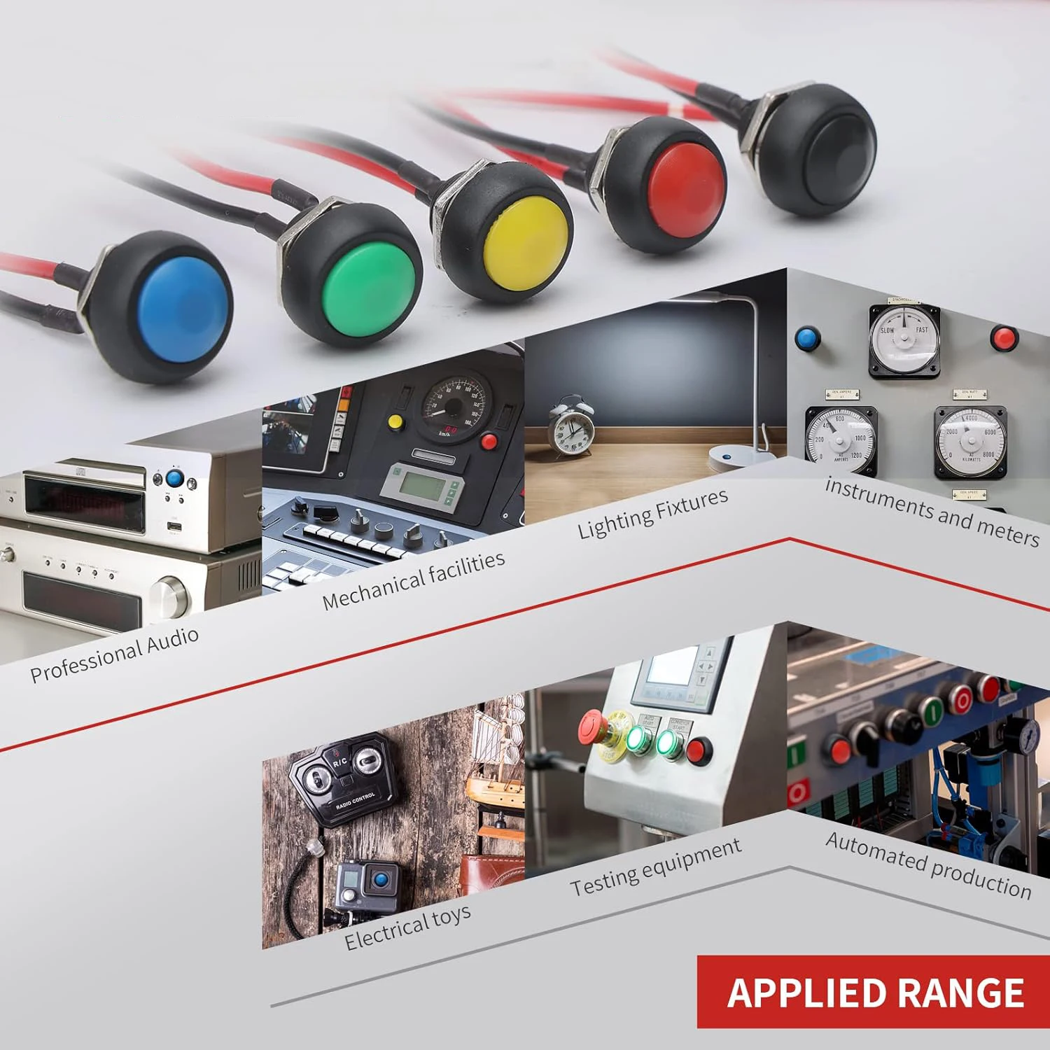 5 peças 12mm interruptor de botão momentâneo mini interruptor redondo à prova d'água 1a 250v ac spst não 2 pinos PBS-33B com pré-soldado