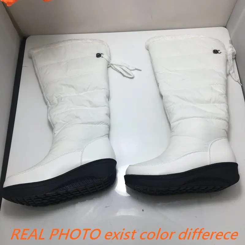 ORCHA LISA stivali da neve invernali leggeri tacco spesso pizzo caldo Casual stivaletti giornalieri Plus Size 43 44 scarpe impermeabili al ginocchio