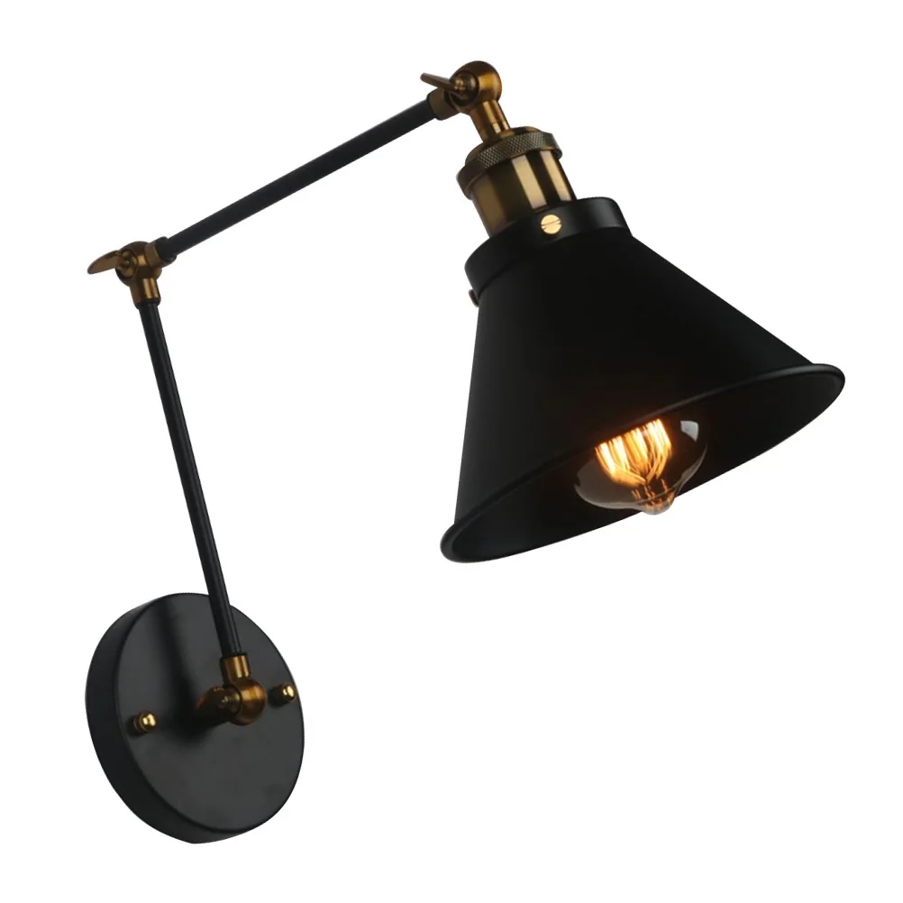 

Iron Art Wall Lamp Decorative Adjustable Long Arm Wall Light 2 Poles Without Bulb for Restaurant Bar Bedroom Cafe