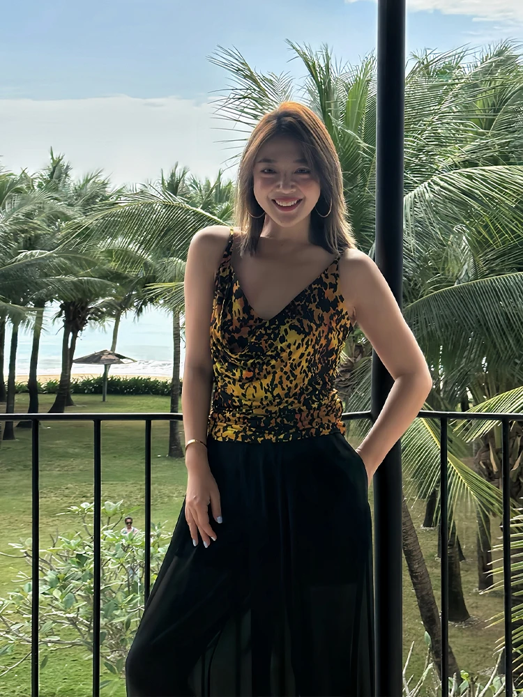 

LEDIM WANG Amber Leopard Print ter Top Women's Svel Vest Sexy Thin Light Thin Women's Faion Summer 2025