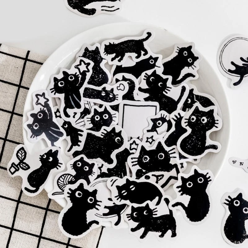W89C 45x/Box Cats Theme Theme Stickers Water Bottle Sticker Decorative Stickers Animals Sticker for Skateboards Scrapbooking