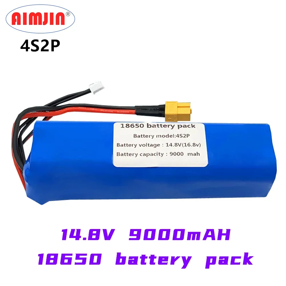 4S2P 14.8V 9000mAh High Capacity 16.8V Li-ion Battery UAV Rechargeable for Various RC Airplane Drone Quadrotor XH2.54-5P XT60