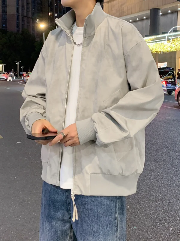 

Модная мужская куртка с воротником-стойкой, повседневная, из полиэстера, с длинными рукавами, на молнии, для активного отдыха, весна-осень, новинка