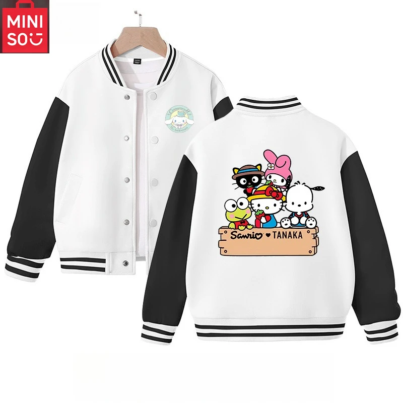 

MINISO Girls' autumn coat, children's autumn style Yugui dog clothes top, girls' autumn and winter baseball jacket, Kuromi
