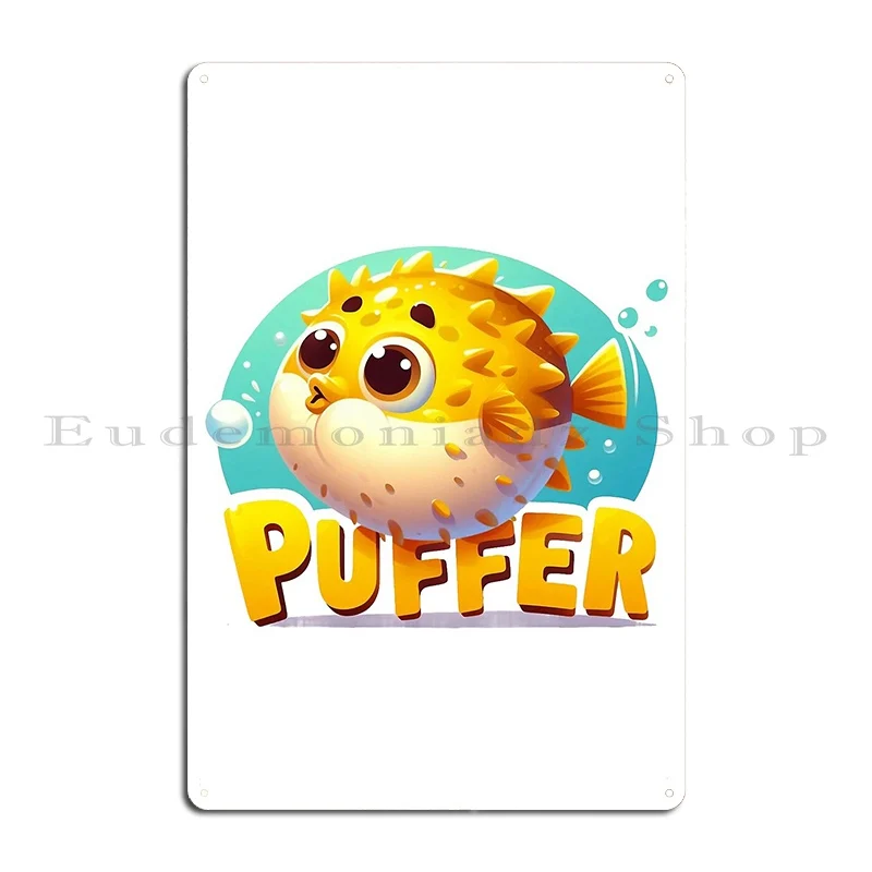 Puffer Fish Bukovskyart Metal Sign Poster Designing Garage Garage Plaques Club PaintingTin Sign Poster