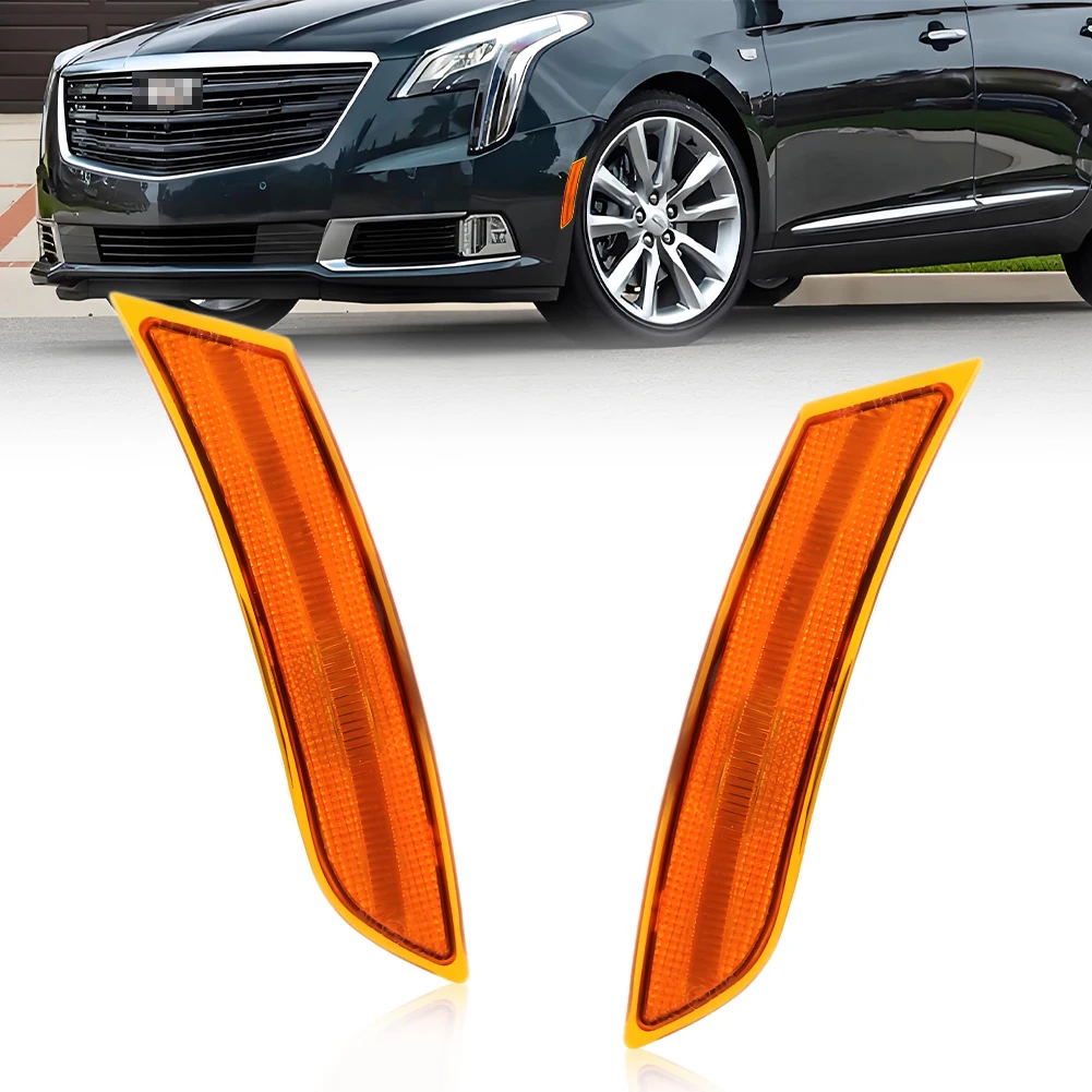 2PCS  Front Bumper Side Marker Turn Signal Light Housings For 2013 2014 2015 2016 2017 Cadillac XTS No Bulb/Socket  Included