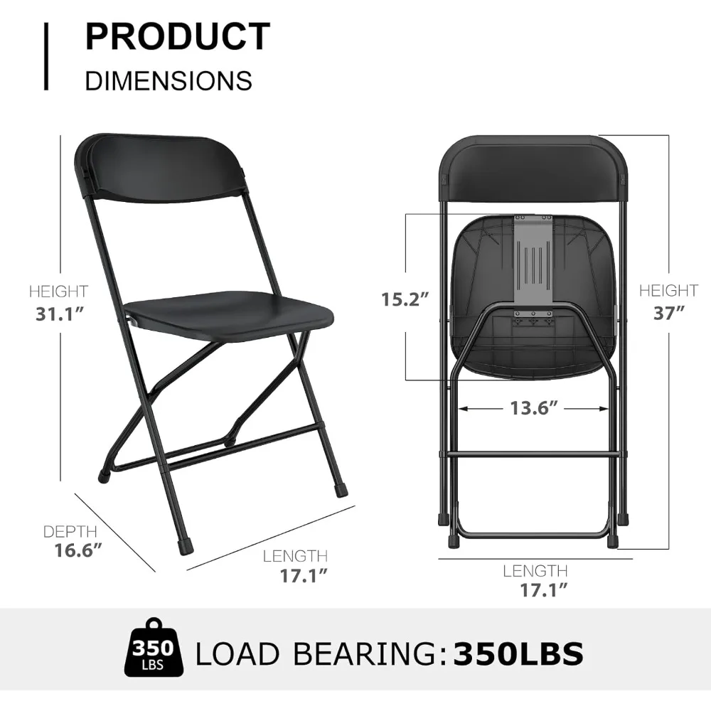كراسي بلاستيكية قابلة للطي قابلة للتكديس، 14 عبوة، درجة تجارية، مقاعد بإطار فولاذي للاستخدام في المكتب والحفلات