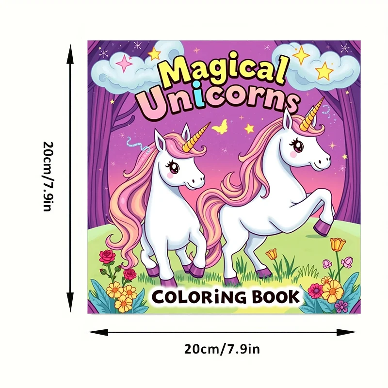 28 Pages Original Magical Unicorns Coloring Book for Adult | Colouring Book, Drawing Supplies for Christmas, Thanksgiving