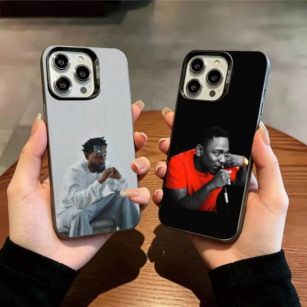 R-Rapper K-Kendrick L-Lamar Phone Case For iPhone 17,16,15,14,13,12,11 Plus,Pro Max,XS,Colored Silver Plated Inside Cover Gift