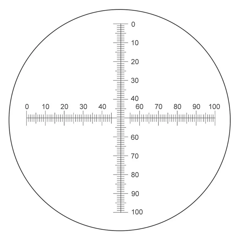 Micrómetro ocular DIV = 0,1mm para Micrómetro de escenario, calibrador, regla transversal, escala 10x10