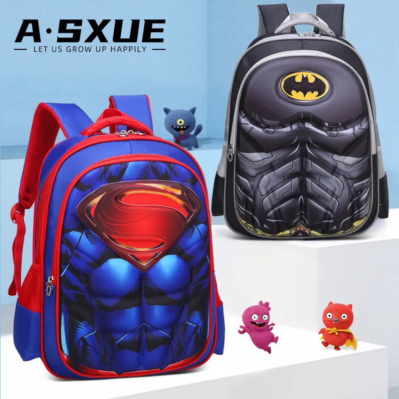 Marvel Cartoon Batman Spider-Man superman rucksack Student backpack boys Kindergarten schoolbag Children\'s waterproof travel bag