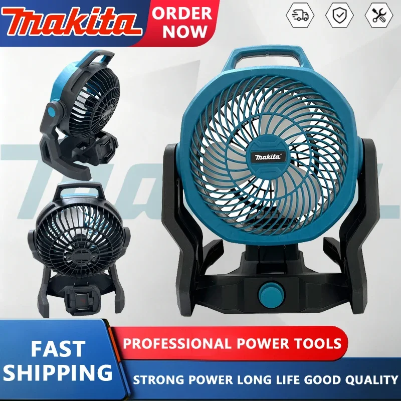 

Беспроводной настольный вентилятор Makita, портативный вентилятор для кемпинга, 21В, многофункциональный, с регулируемой головкой, 3 скорости, настольный/напольный вентилятор