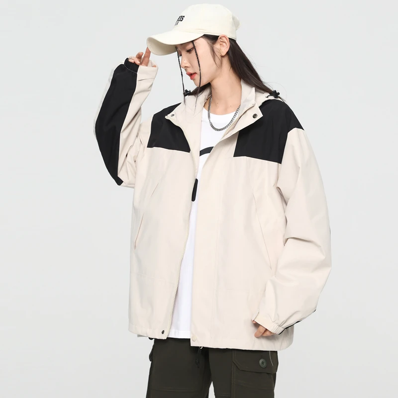 Jaket Hiking Bermerek untuk Wanita Mantel Berkemah Tahan Air Patchwork Jaket Perjalanan Windbreaker Trekking Memancing Pria Pakaian Wanita