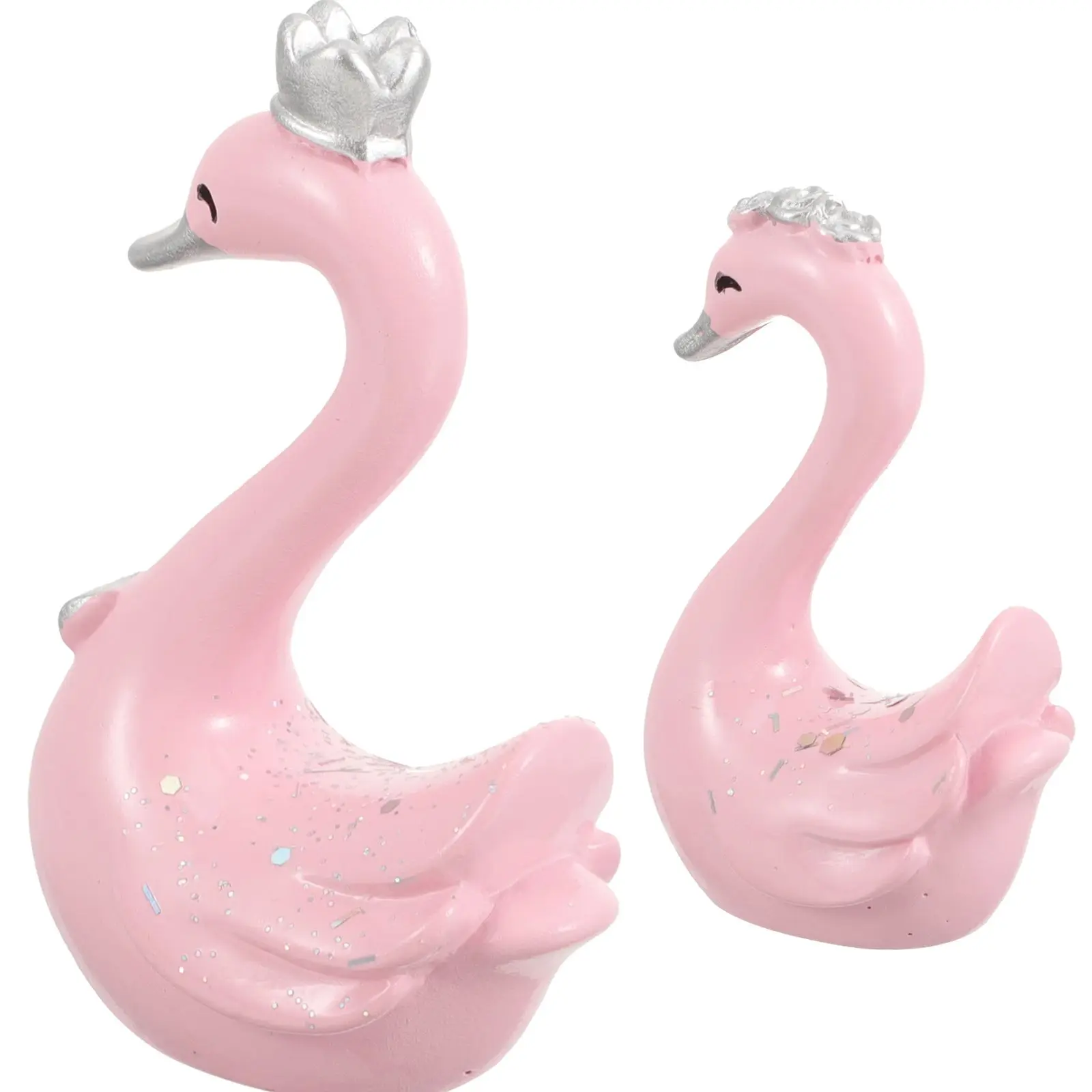 

2 Pcs Resin Swan Crafts Lightweight Environmental Protection Classic Design Cake Home Car Decorations Birthday Party