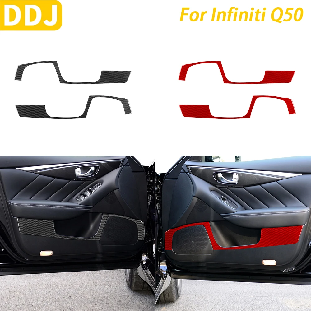 

For Infiniti Q50 2014-2020 Car Accessories Carbon Fiber Front Door Speaker Frame Panel Trim Cover Interior Decoration Sticker